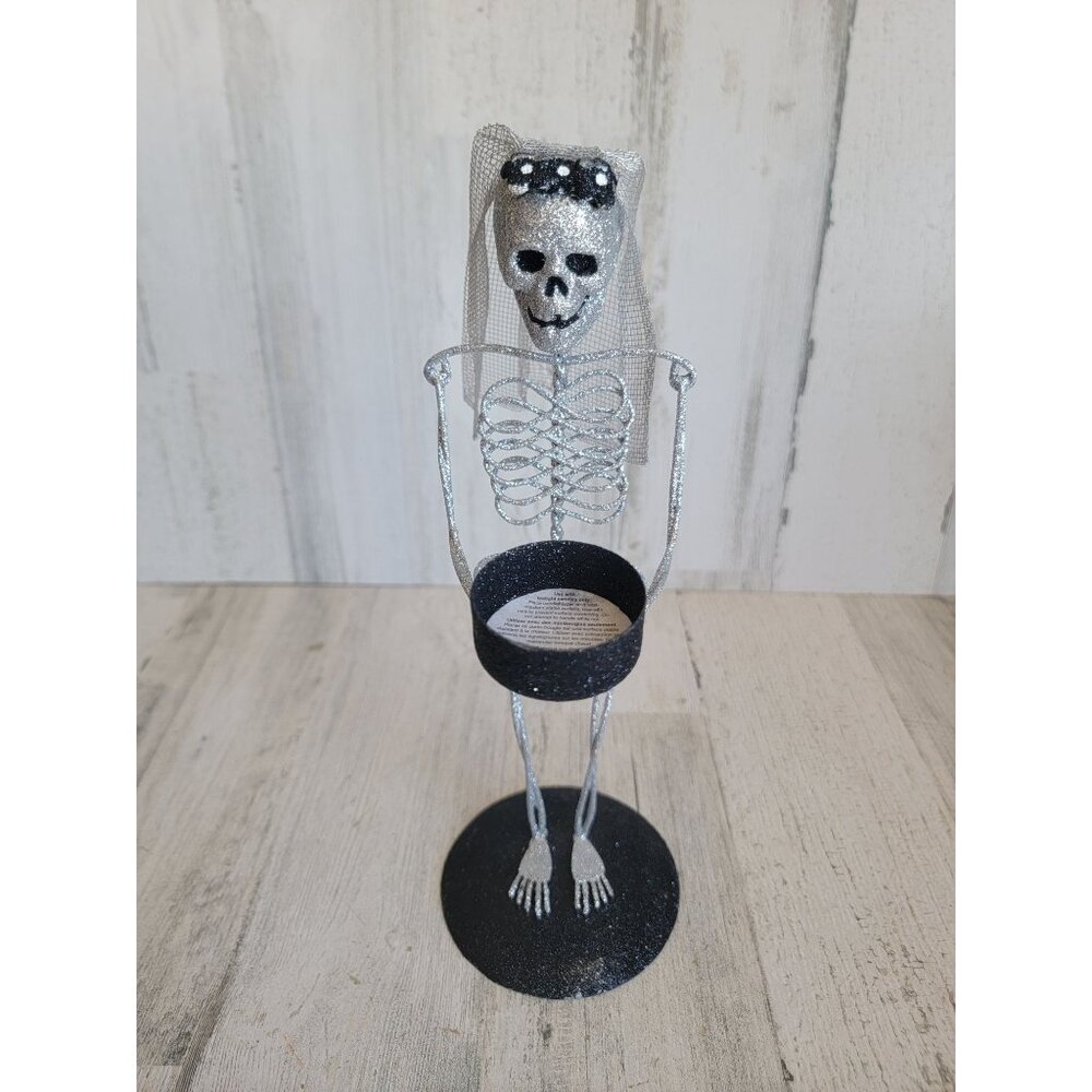 Pier 1‎ Imports skeleton tea light holder bride Corps Halloween glitter Xmas